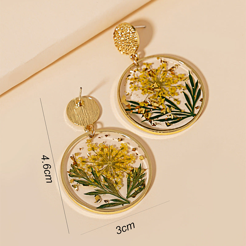 Wholesale Dried Plant Preserved Flower Glue Earrings